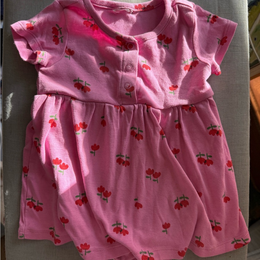 Pink Cherry Print Baby Dress
